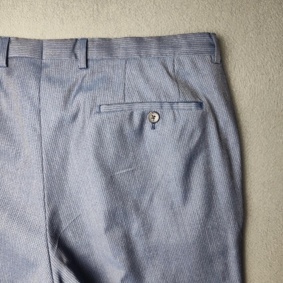 Hugo Boss Dress Pants Mens 36x31 Blue Gray Micro Check Flat Front Suit Sharp - Picture 5 of 15